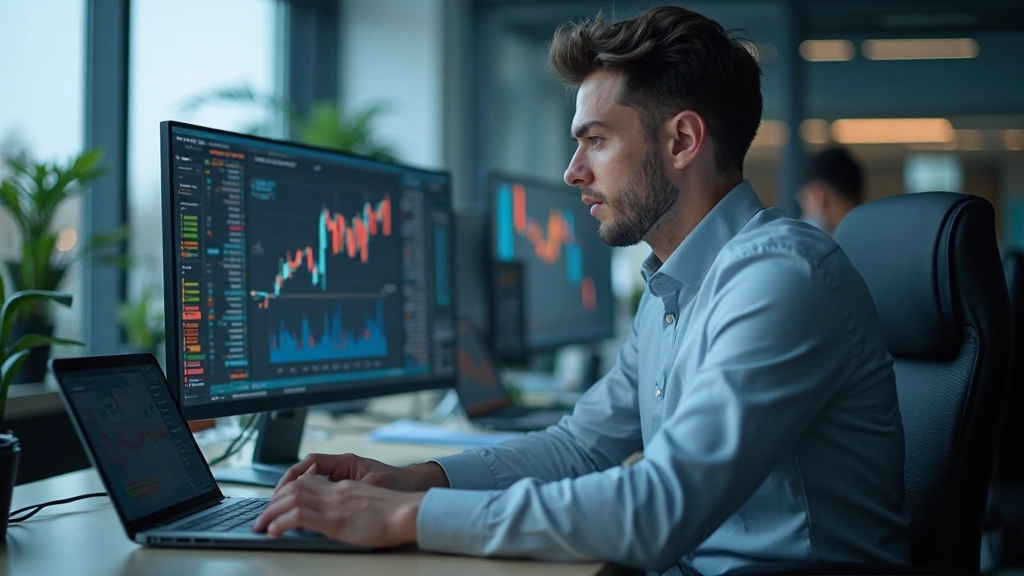 Professioneller Finanzberater erklärt Marktkonzepte anhand von Diagrammen am Schreibtisch