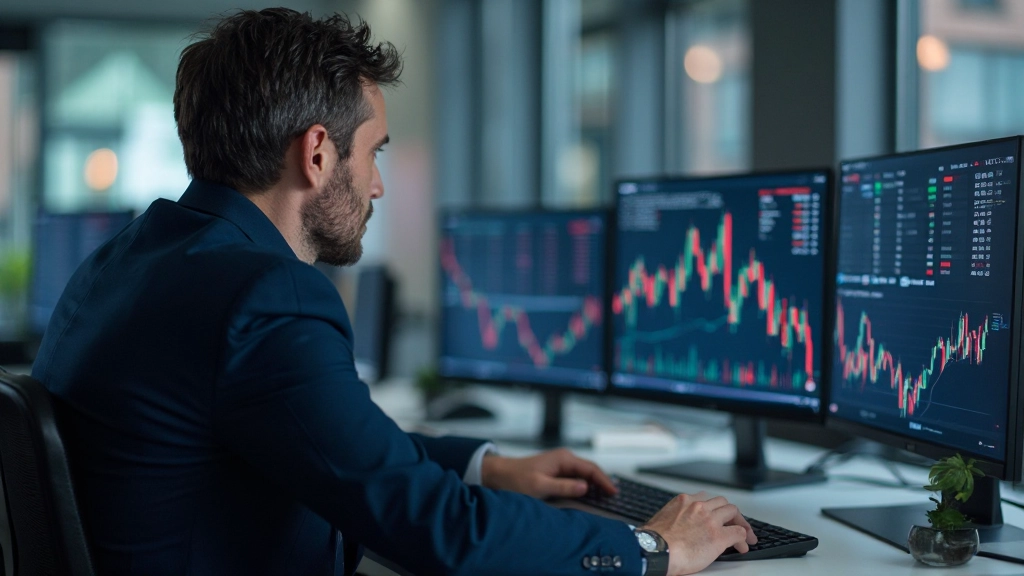 Bildschirm mit verschiedenen Handelsplattform-Dashboard-Layouts und Diagrammen