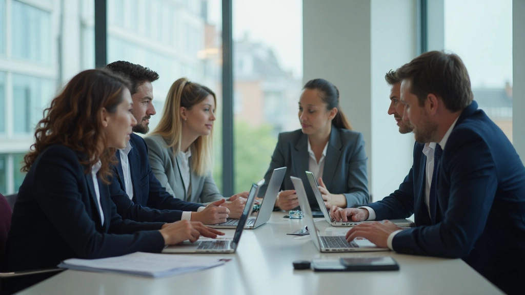 Team von Handelsexperten diskutiert Machine-Learning-Ergebnisse mit Grafiken und Charts