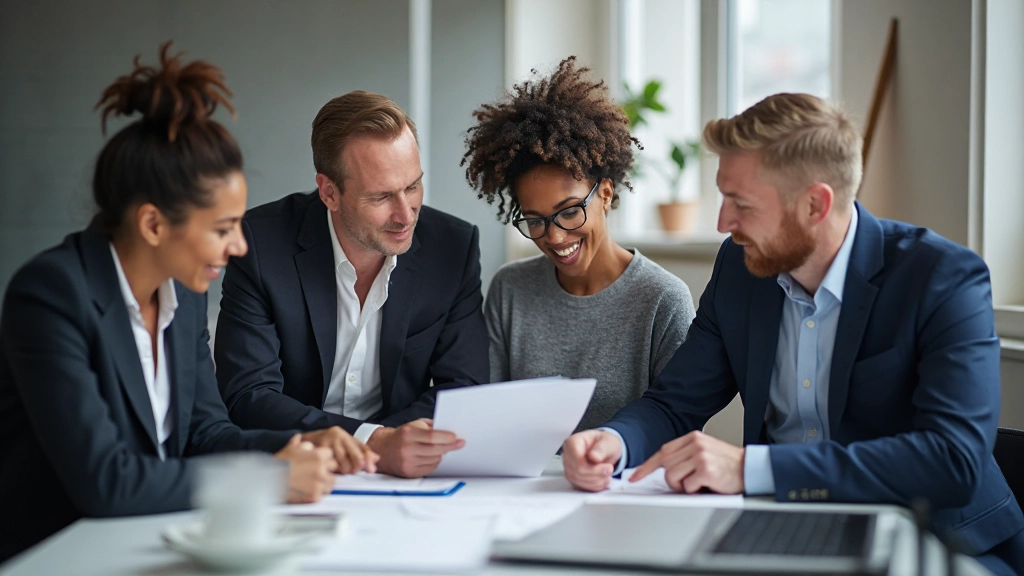 Geschäftsteam in Konferenzraum bei strategischer Planung und Diskussion von Geschäftszielen