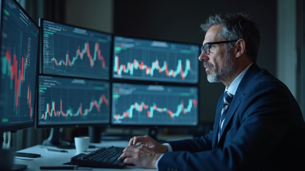 Anleger analysiert Kryptowährungsmarkttrends und Volatilität