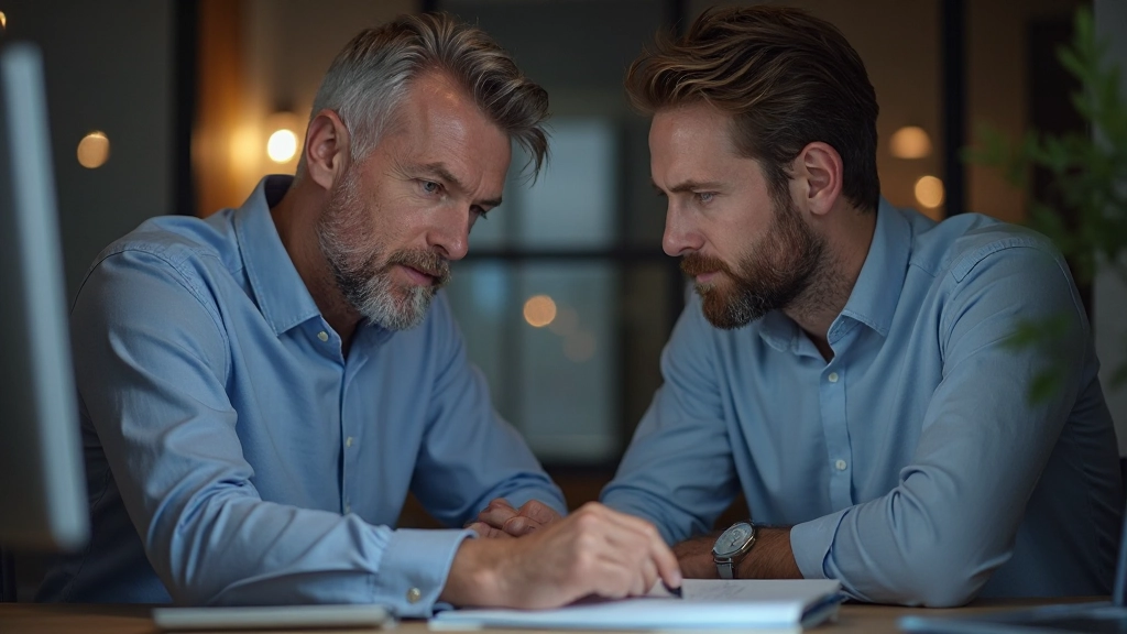 Ein Mentor arbeitet mit einem Schüler an Handelskonzepten mit Notizen und Diagrammen