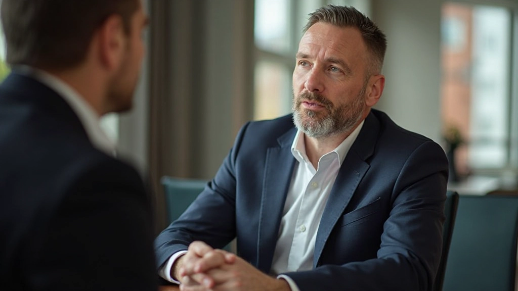 Immobilienmakler mit Klient diskutiert Immobilieninvestitionsportfolio