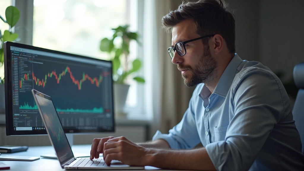 Swing-Trader analysiert mittelfristige Handelschancen auf Laptop