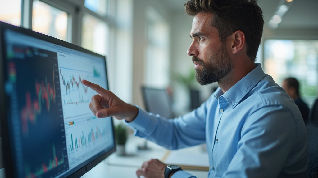 Nahaufnahme eines Handelsbildschirms mit verschiedenen technischen Indikatoren und Chartanalyse-Tools