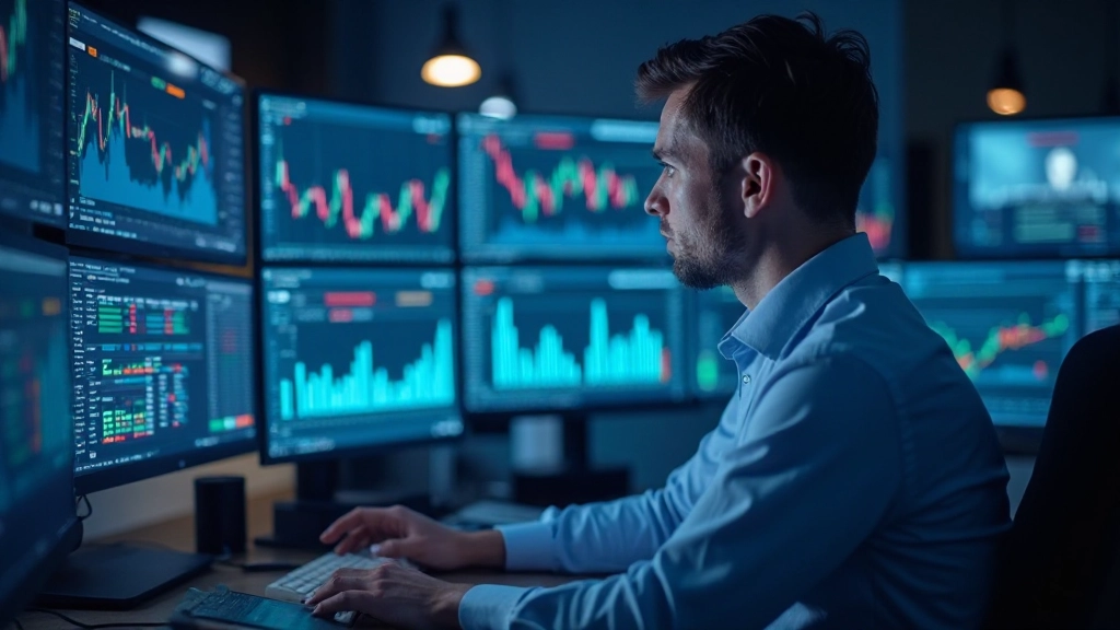 Computerterminal mit Börsencharts und algorithmischen Handelsdaten in Echtzeit