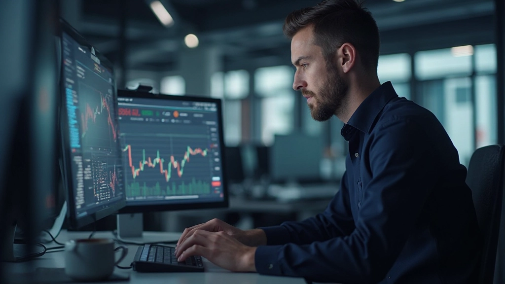 Trader nutzt fortgeschrittene Handelsplattform mit Echtzeit-Marktdaten