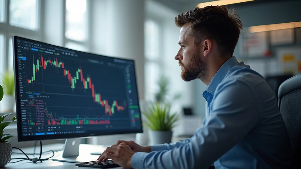 Nahaufnahme einer Handelsplattform mit technischen Indikatoren und Analysewerkzeugen auf dem Bildschirm